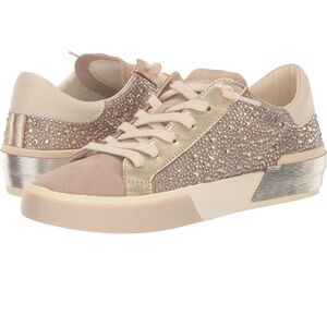 NWOT Dolce Vita Zina Crystal Gold Suede Sneakers Size 7